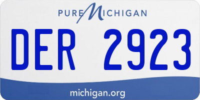 MI license plate DER2923