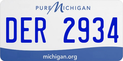 MI license plate DER2934