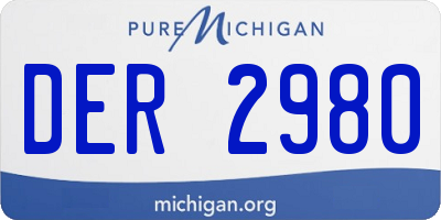 MI license plate DER2980