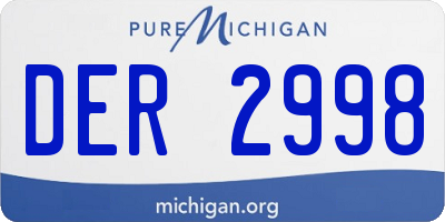 MI license plate DER2998