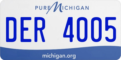 MI license plate DER4005