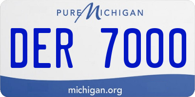 MI license plate DER7000