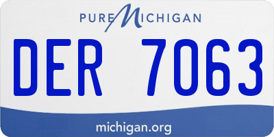 MI license plate DER7063