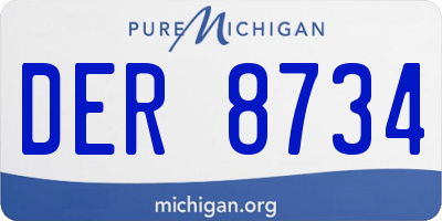 MI license plate DER8734