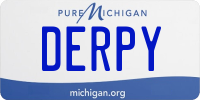 MI license plate DERPY