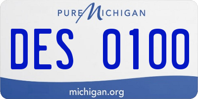 MI license plate DES0100