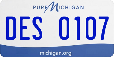 MI license plate DES0107