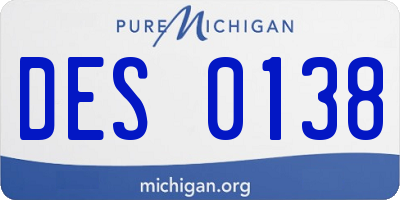 MI license plate DES0138