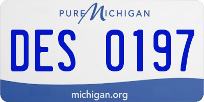MI license plate DES0197