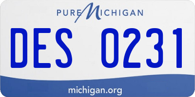 MI license plate DES0231