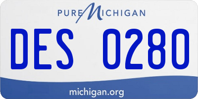 MI license plate DES0280