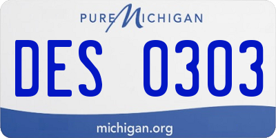 MI license plate DES0303