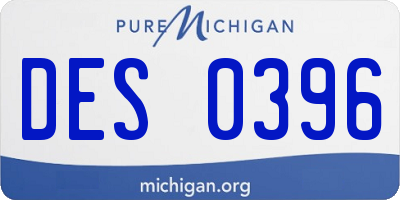 MI license plate DES0396