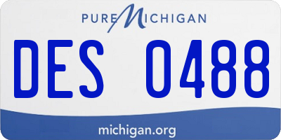 MI license plate DES0488