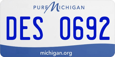 MI license plate DES0692
