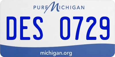 MI license plate DES0729