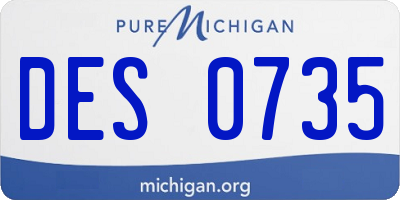 MI license plate DES0735