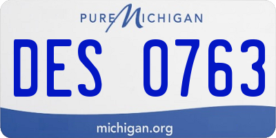 MI license plate DES0763