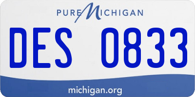 MI license plate DES0833