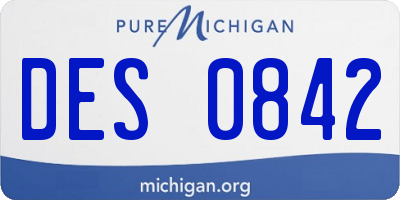 MI license plate DES0842