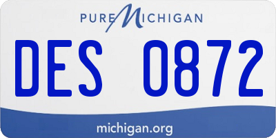 MI license plate DES0872