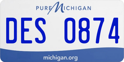 MI license plate DES0874