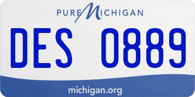 MI license plate DES0889