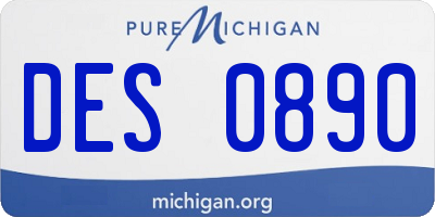 MI license plate DES0890