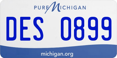 MI license plate DES0899