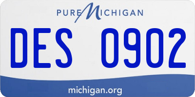 MI license plate DES0902