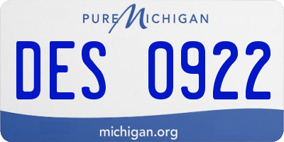 MI license plate DES0922