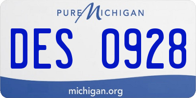MI license plate DES0928