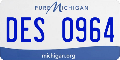 MI license plate DES0964