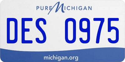 MI license plate DES0975