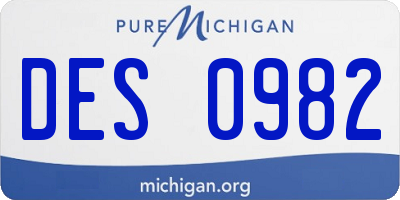 MI license plate DES0982
