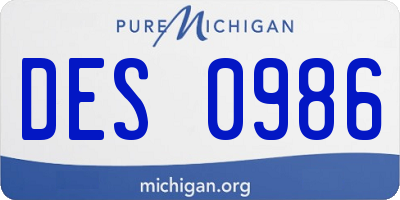 MI license plate DES0986