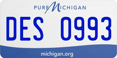 MI license plate DES0993