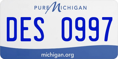 MI license plate DES0997