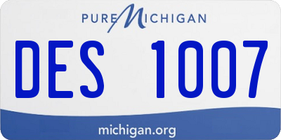 MI license plate DES1007