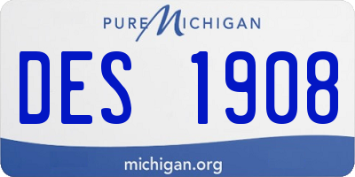 MI license plate DES1908