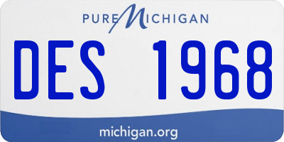 MI license plate DES1968