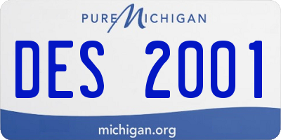 MI license plate DES2001