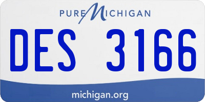 MI license plate DES3166