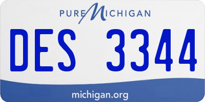 MI license plate DES3344