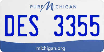 MI license plate DES3355