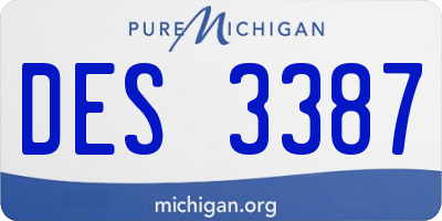 MI license plate DES3387