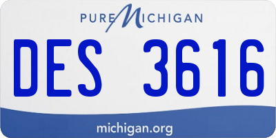 MI license plate DES3616