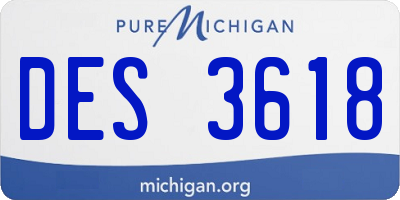 MI license plate DES3618