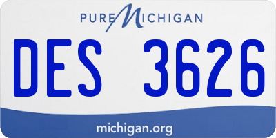 MI license plate DES3626