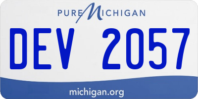 MI license plate DEV2057